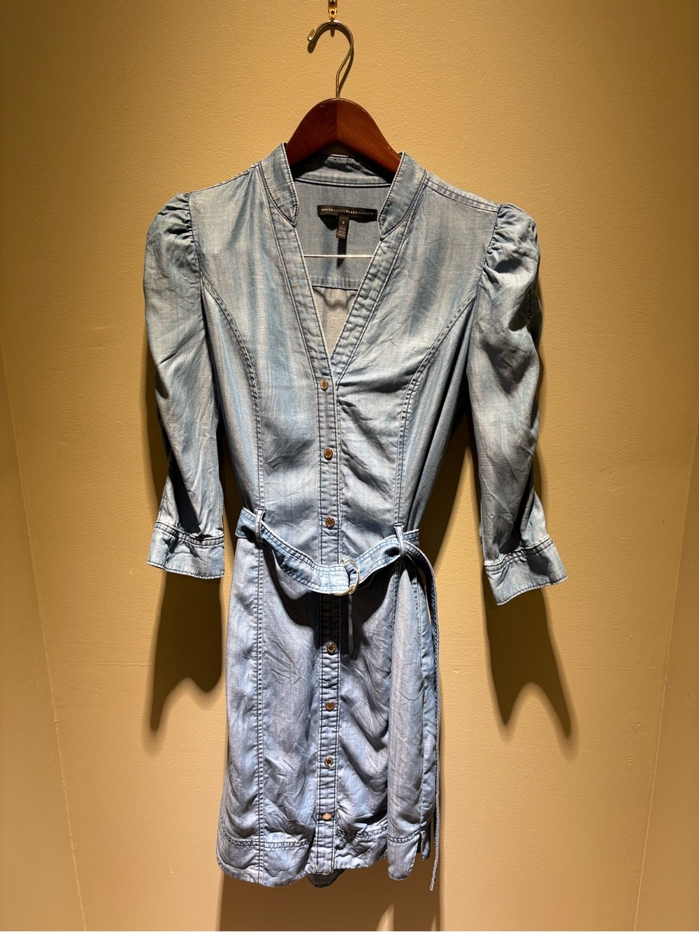 White House Black Market Chambray Belted Shirt Dress